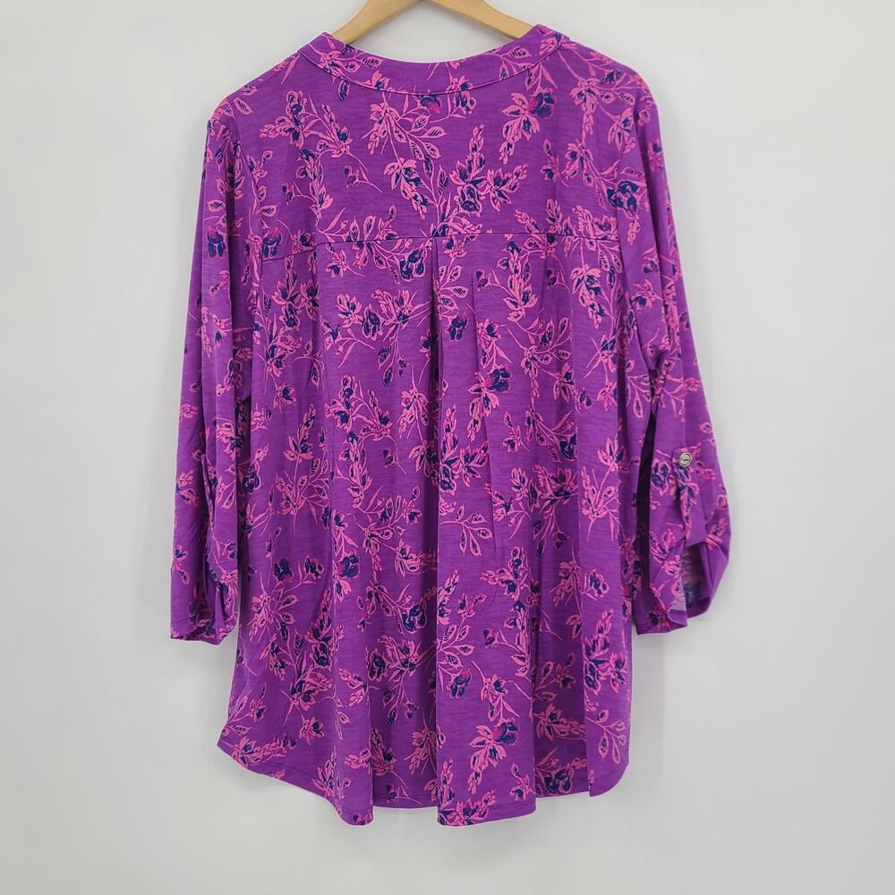 NWT Dear Scarlett Lizzy Top Navy Magenta Floral Flowy Cottagecore Boho Chic - 2X - Picture 7 of 10